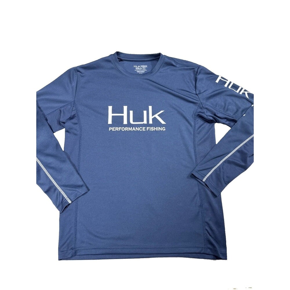 Huk Shirt Mens S Blue Performance Fishing Long Sleeve Lightweight Outdoors